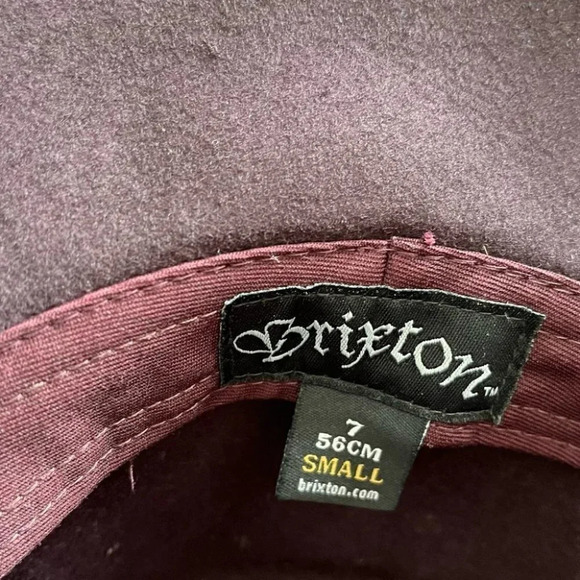 Brixton hat Wool Cloche bucket hat purple button front small / 7 - Picture 3 of 10